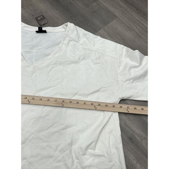 J Jill Wearever Collection 2X Cream Crew Neck 3/4 Sleeve V Neck Tunic Top NWT - Picture 8 of 9